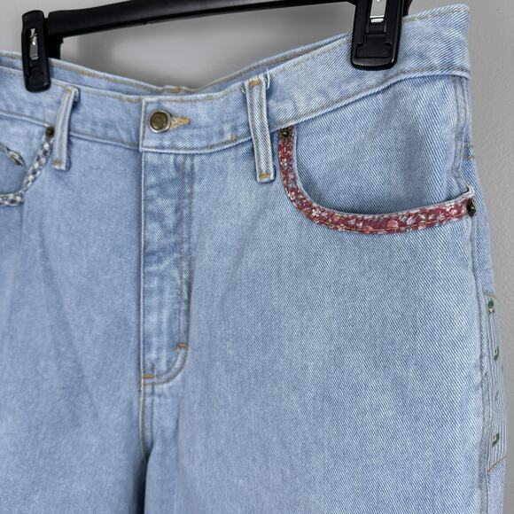 Vintage Zena Jean Shorts Women's Size 14 Denim Patchwork High Waist Mom Cotton - Picture 4 of 13